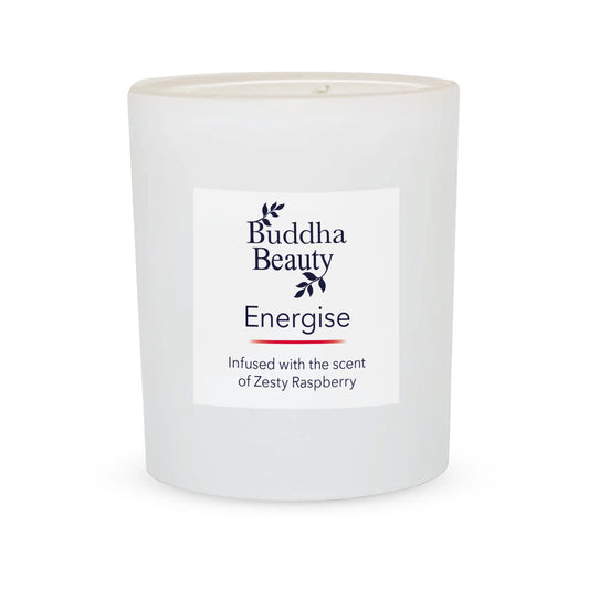 Energise Zesty Raspberry Room Candle - Buddha Beauty Skincare Room Candle #vegan# #cruelty-free# #skincare#