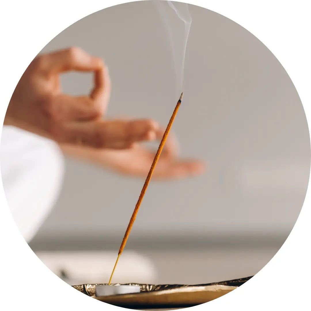 incense burning in a holder with mediation 