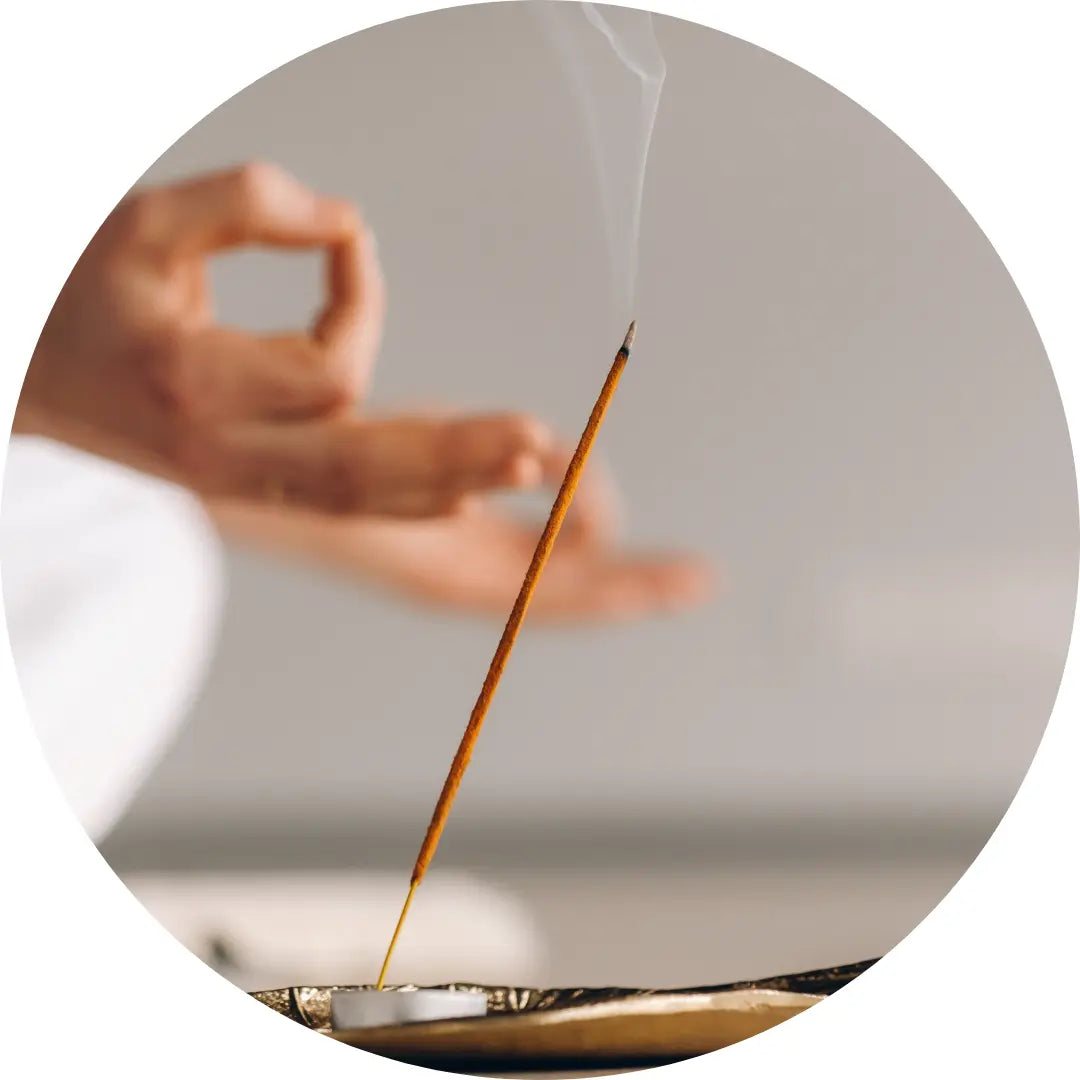 incense burning in a holder with mediation