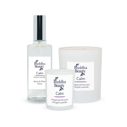 Calm English Country Lavender Room Fragrance Collection - Buddha Beauty Skincare Lavender room candle #vegan# #cruelty-free# #skincare#