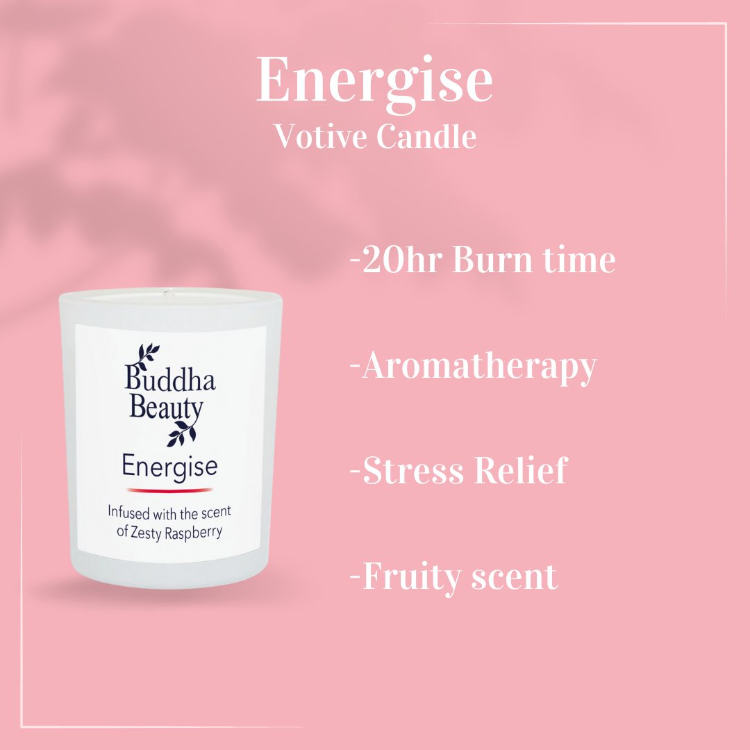 Energise Zesty Raspberry Room Fragrance Collection - Buddha Beauty Skincare Room Candle #vegan# #cruelty-free# #skincare#