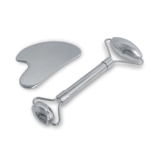 Stainless Steel Gua Sh  (Guashaa & Facial Roller Set - Buddha Beauty Skincare Accessories #vegan# #cruelty-free# #skincare#