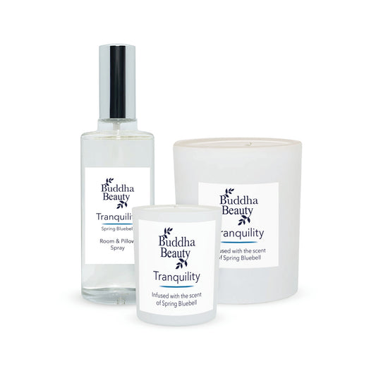 Tranquility Spring Bluebell Room Fragrance Collection - Buddha Beauty Skincare Room Candle #vegan# #cruelty-free# #skincare#